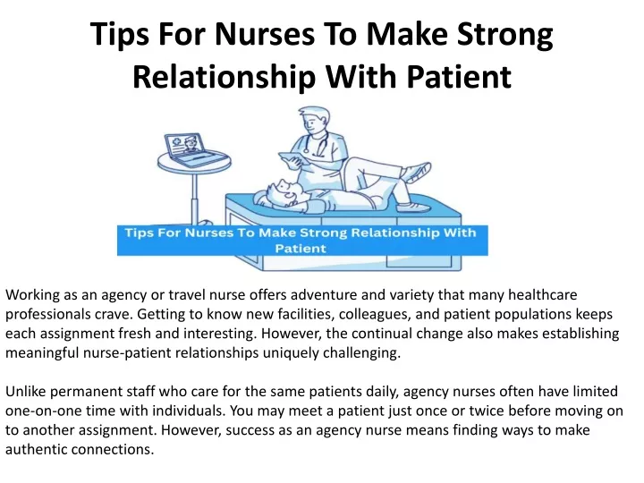 tips for nurses to make strong relationship with