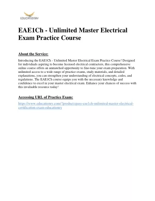 eae1ch unlimited master electrical exam practice