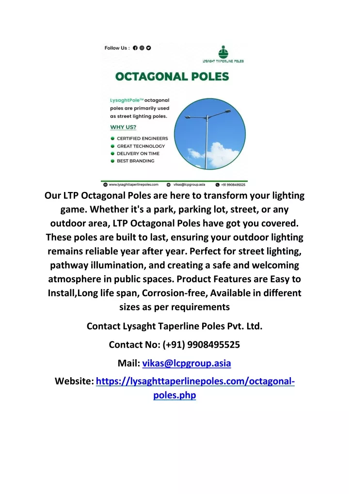 our ltp octagonal poles are here to transform