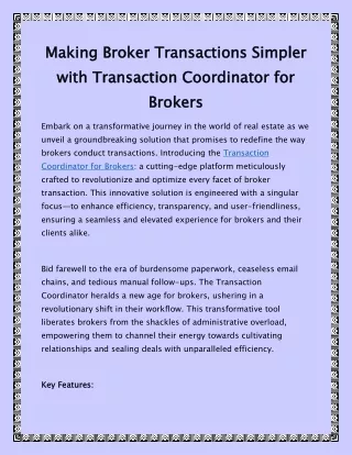Making Broker Transactions Simpler with Transaction Coordinator for Brokers