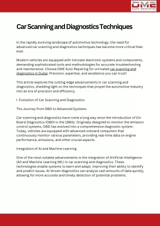 Car Scanning and Diagnostics Techniques