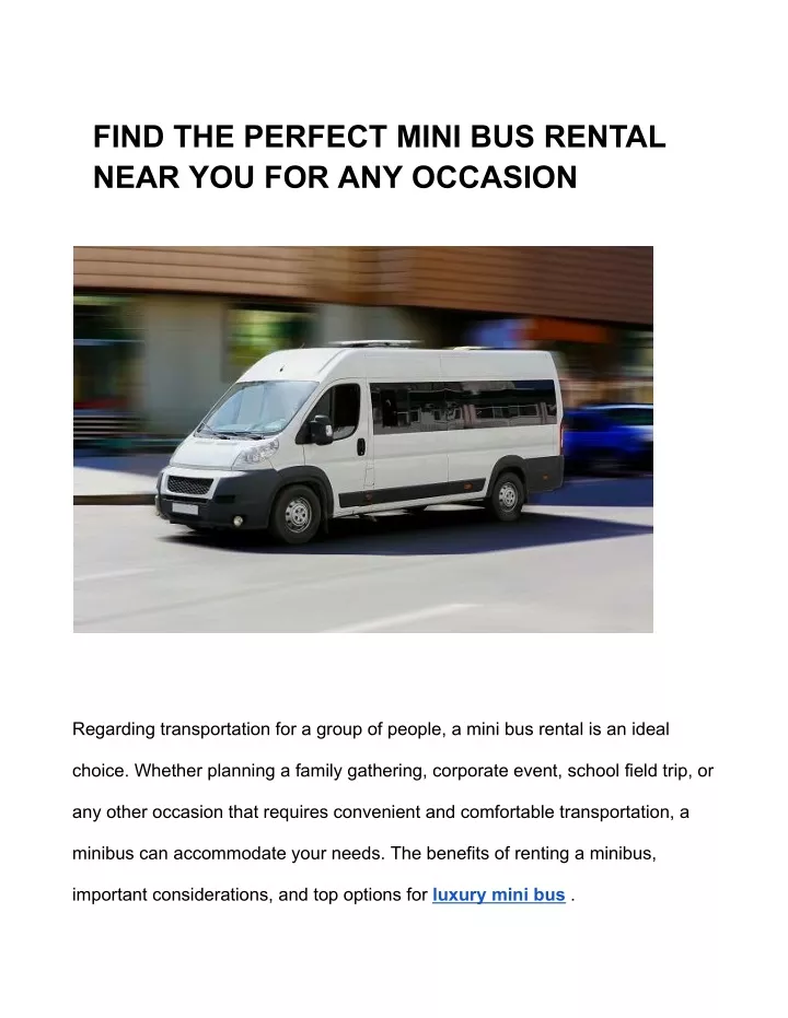find the perfect mini bus rental near
