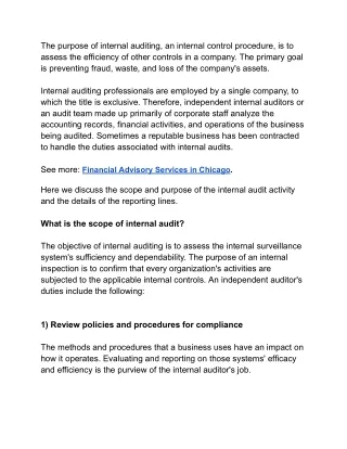 the purpose of internal auditing an internal