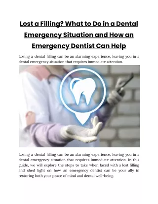 Lost a Filling_ What to Do in a Dental Emergency Situation and How an Emergency Dentist Can Help