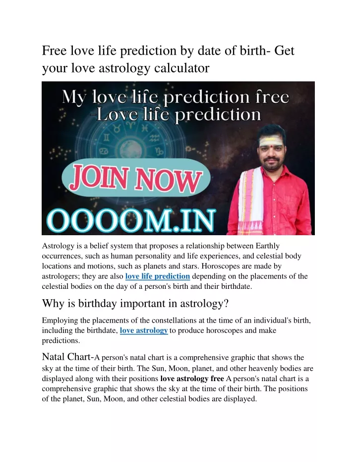 free love life prediction by date of birth