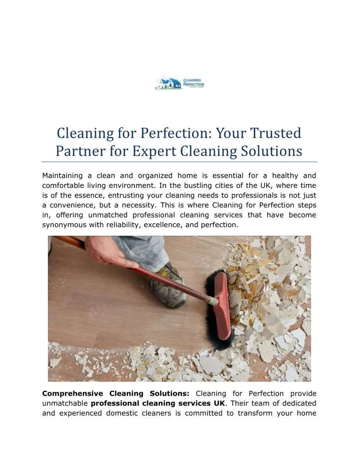 cleaning for perfection your trusted partner