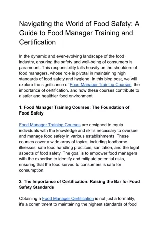 navigating the world of food safety a guide