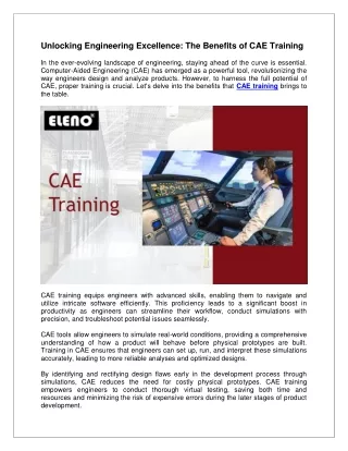 Unlocking Engineering Excellence The Benefits of CAE Training