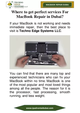 Where to get perfect services For MacBook Repair in Dubai?