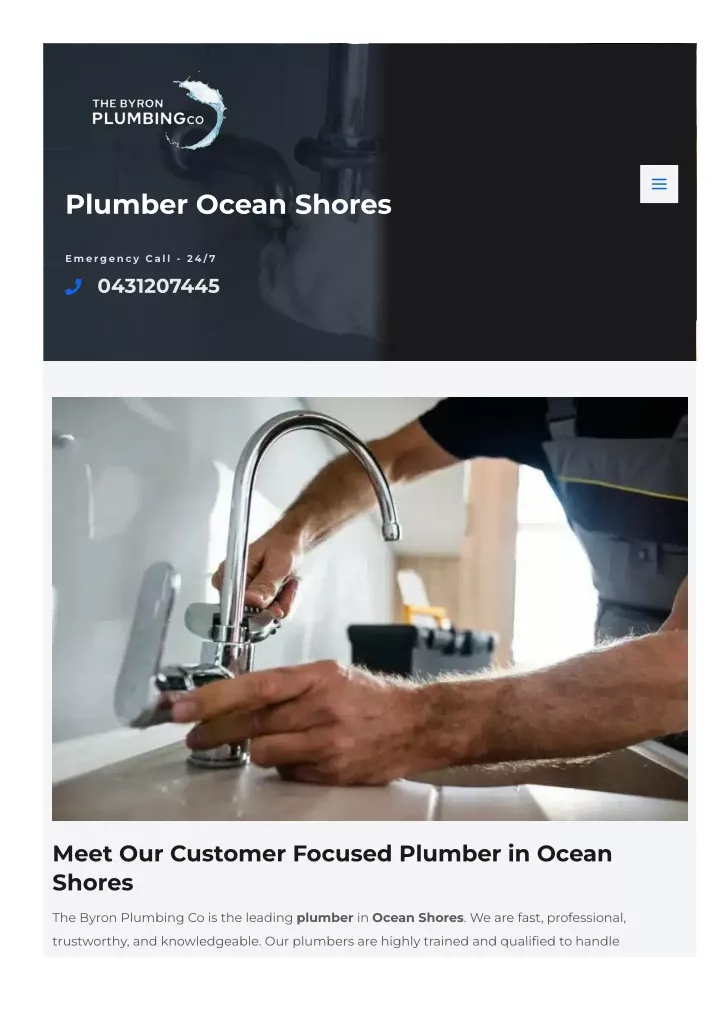 plumber ocean shores