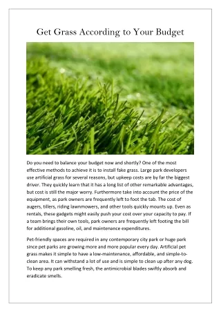 get grass according to your budget