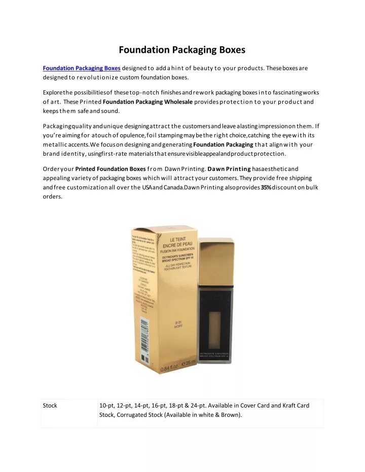 foundation packaging boxes