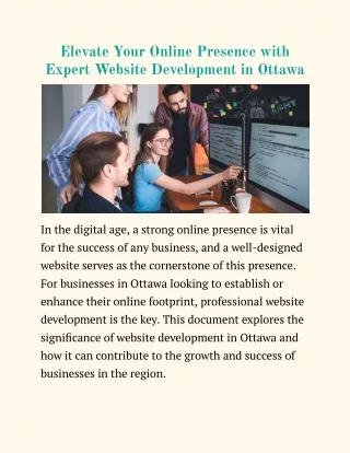 Elevate Your Online Presence with Expert Website Development in Ottawa