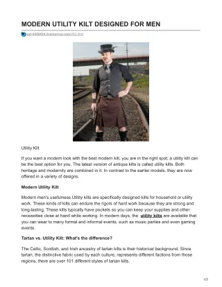 MODERN UTILITY KILT DESIGNED FOR MEN