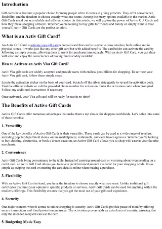 Shop with Ease, Shop with Activ: The Power of Active Gift Cards