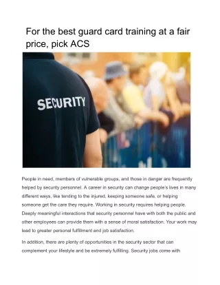 For the best guard card training at a fair price, pick ACS