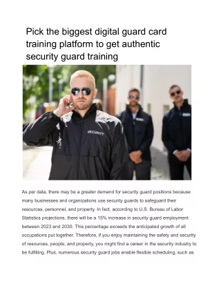 Pick the biggest digital guard card training platform to get authentic security guard training
