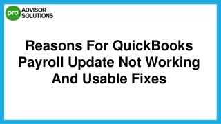 reasons for quickbooks payroll update not working