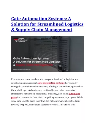 Gate Automation Systems