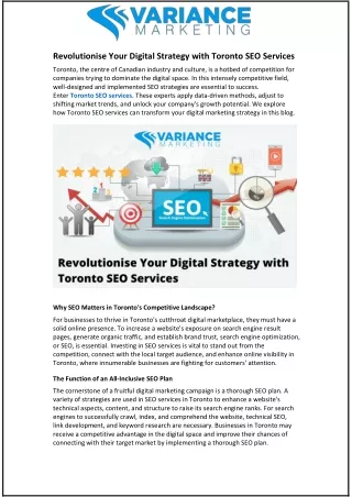 Revolutionise Your Digital Strategy with Toronto SEO Services
