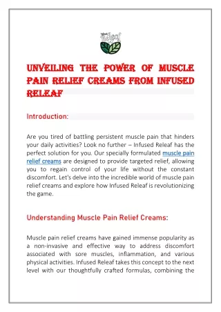 Unveiling the Power of Muscle Pain Relief Creams from Infused Releaf