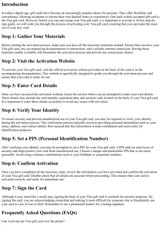 Step-by-Step Guide: Activating Your Visa Gift Card