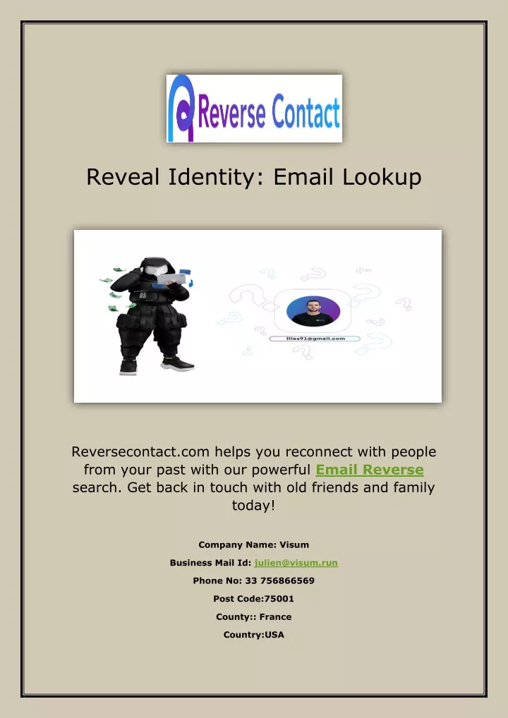 reveal identity email lookup