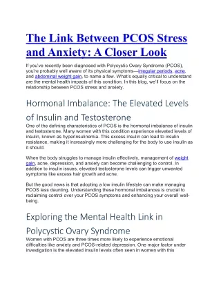 The Link Between PCOS Stress and Anxiety A Closer Look