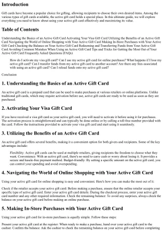 The Ultimate Guide to Using Your Active Gift Card