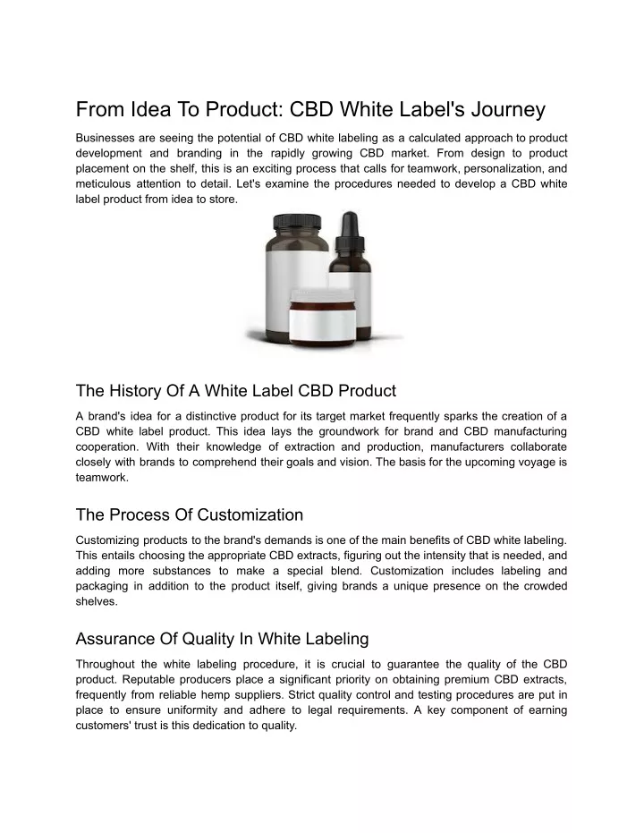 from idea to product cbd white label s journey