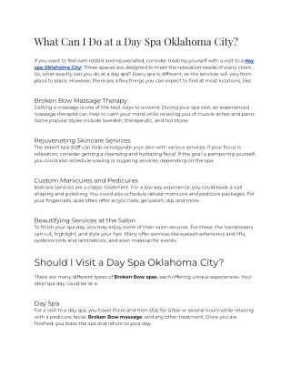 2023 - What Can I Do at a Day Spa Oklahoma City