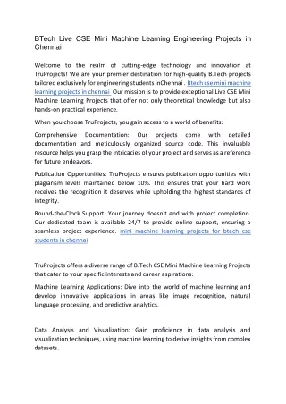 btech live cse mini machine learning engineering