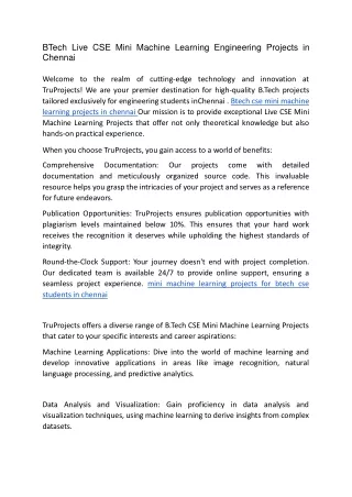 btech live cse mini machine learning engineering