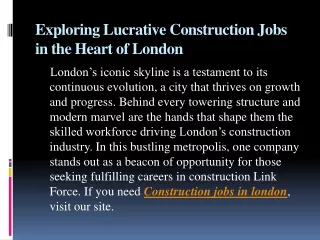 Construction jobs in london