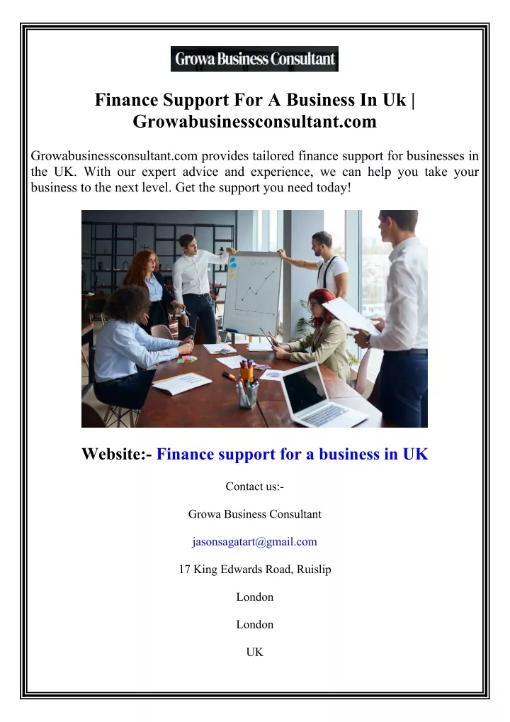 finance support for a business