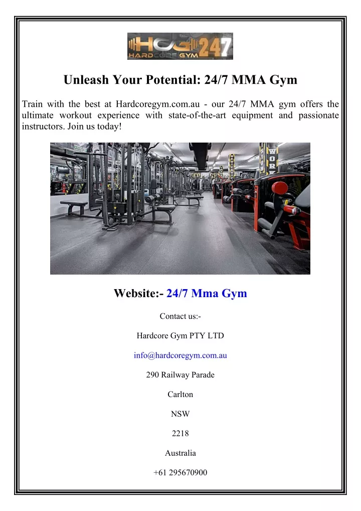 unleash your potential 24 7 mma gym