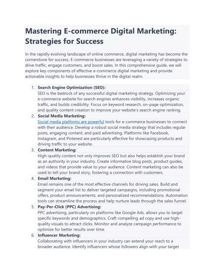 mastering e commerce digital marketing strategies