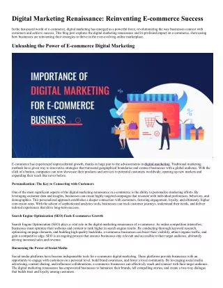 Digital Marketing Renaissance_ Reinventing E-commerce Success