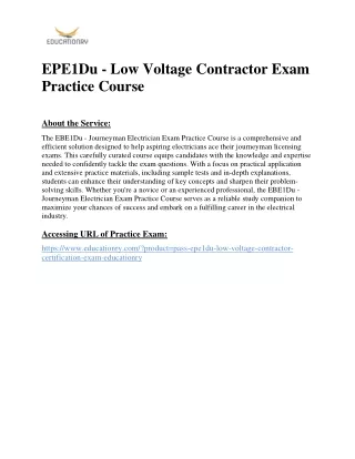 epe1du low voltage contractor exam practice course
