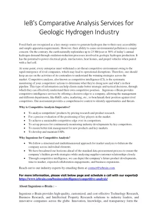 ieb s comparative analysis services for geologic hydrogen industry