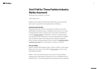 Don’t Fall for These Fashion Industry Myths Anymore _ Medium Blog