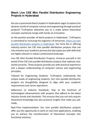 btech live cse mini parallel distribution
