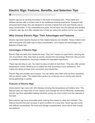 electric rigs features benefits and selection tips