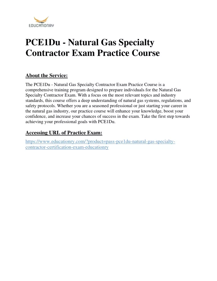 pce1du natural gas specialty contractor exam