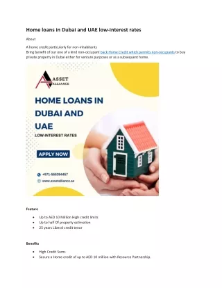 Home loans in Dubai and UAE low
