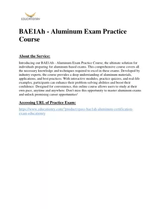 bae1ah aluminum exam practice course
