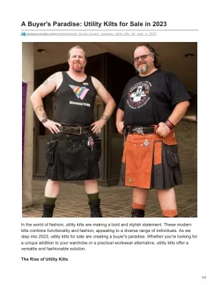 A Buyers Paradise Utility Kilts for Sale in 2023