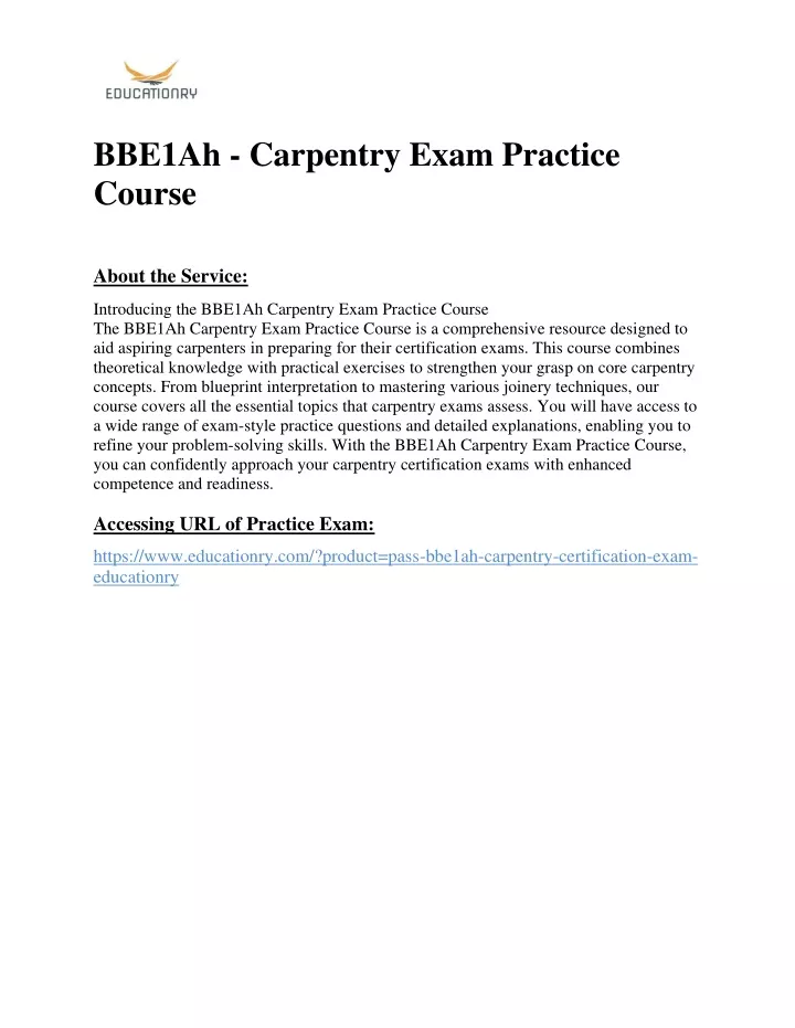 bbe1ah carpentry exam practice course