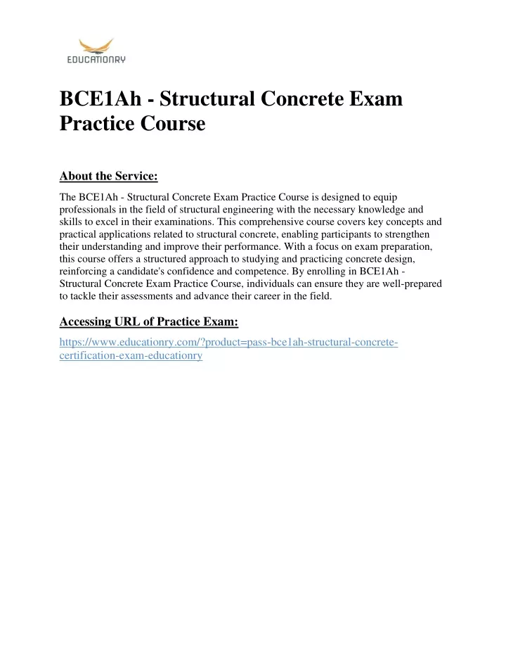 bce1ah structural concrete exam practice course