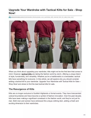 Upgrade Your Wardrobe with Tactical Kilts for Sale - Shop Now